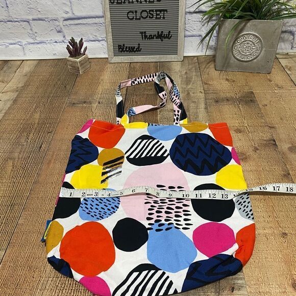 Ikea Shopping Bag POTTFRILLA White Multicolor Polka Dots Tote - Picture 5 of 8